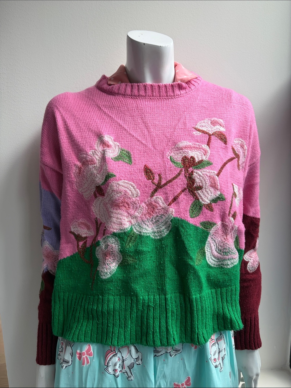 Ladies Autumn Traditional Chinese Style Flower Embroidered Sweater Retro Trend F